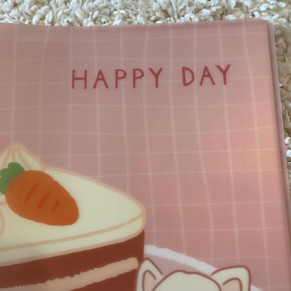 Cute Animal and Carrot Cake Print Binder Folder With 5 Plastic Sleeves. - Picture 3 of 10